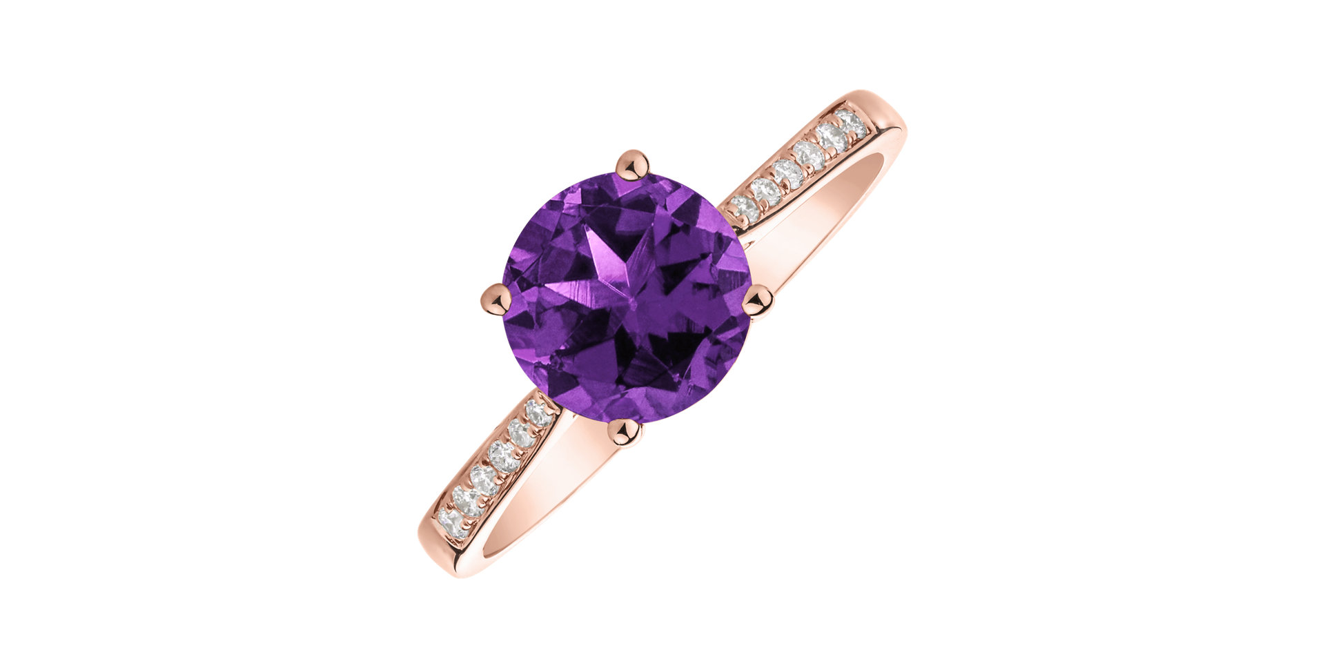 Diamond ring with Amethyst Brazil Bonbon