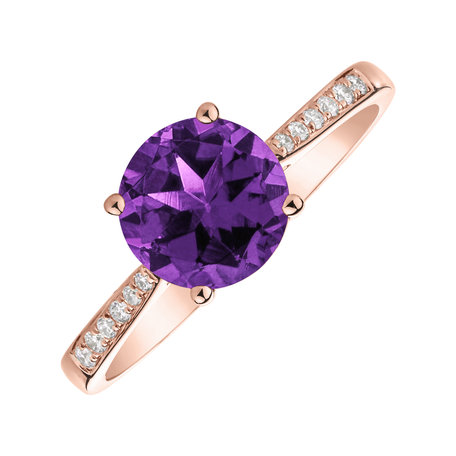 Diamond ring with Amethyst Brazil Bonbon