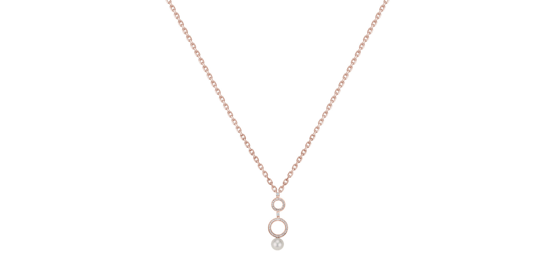 Diamond necklace with Pearl White Ocean Circles