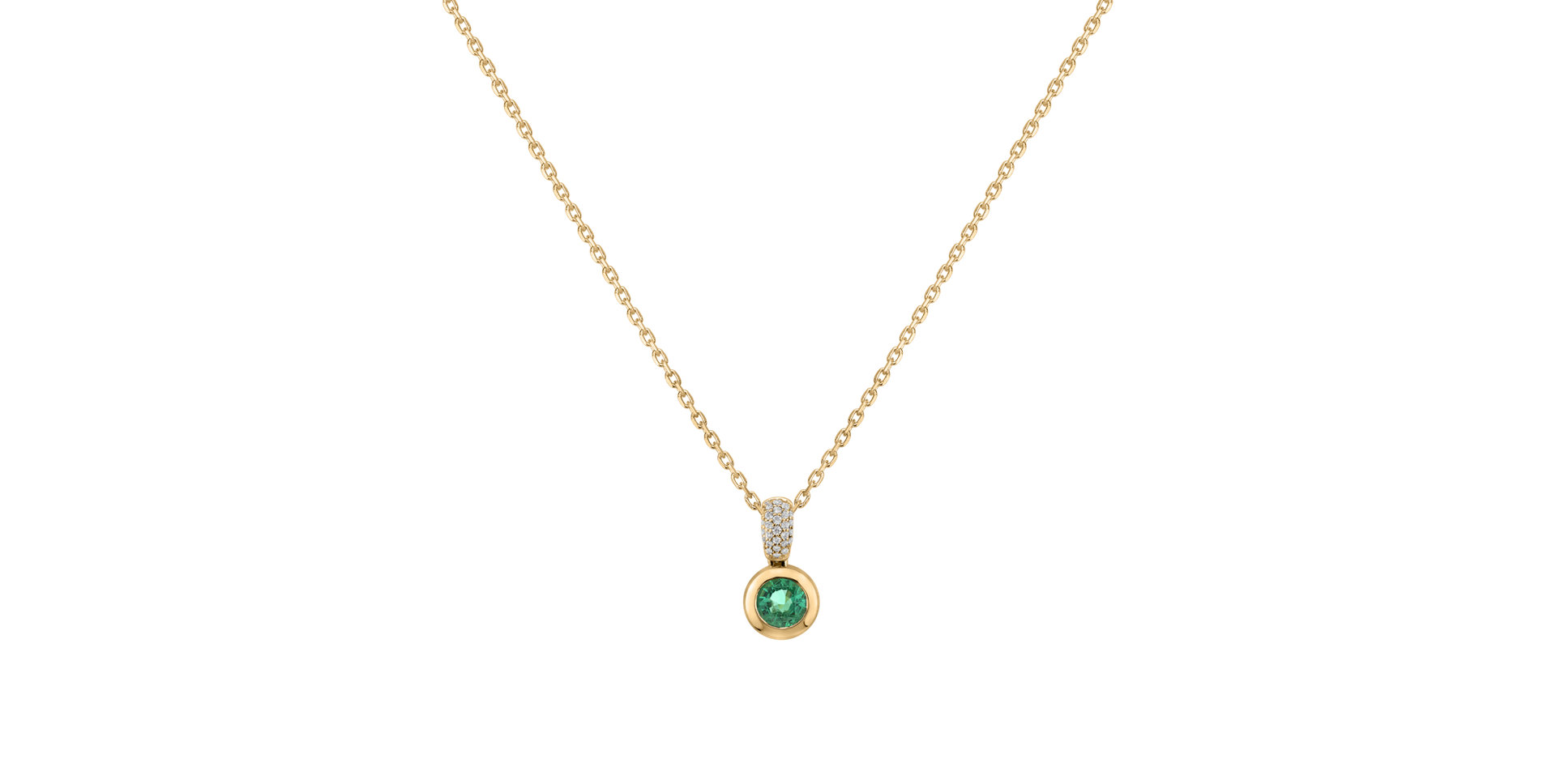 Diamond pendant with Emerald Delicate Drop