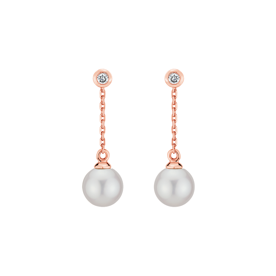 Diamond earrings with Pearl White Lake Soul