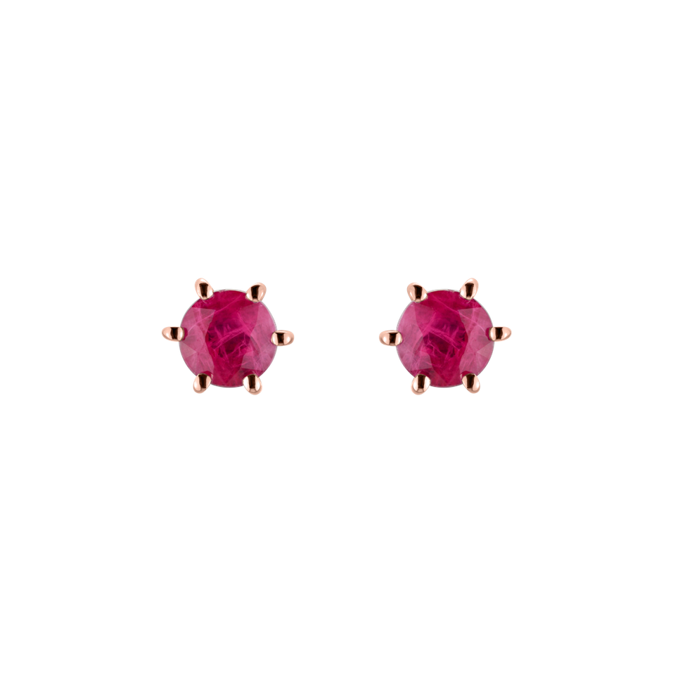 14ct rose gold earrings with Ruby Vesper Romance