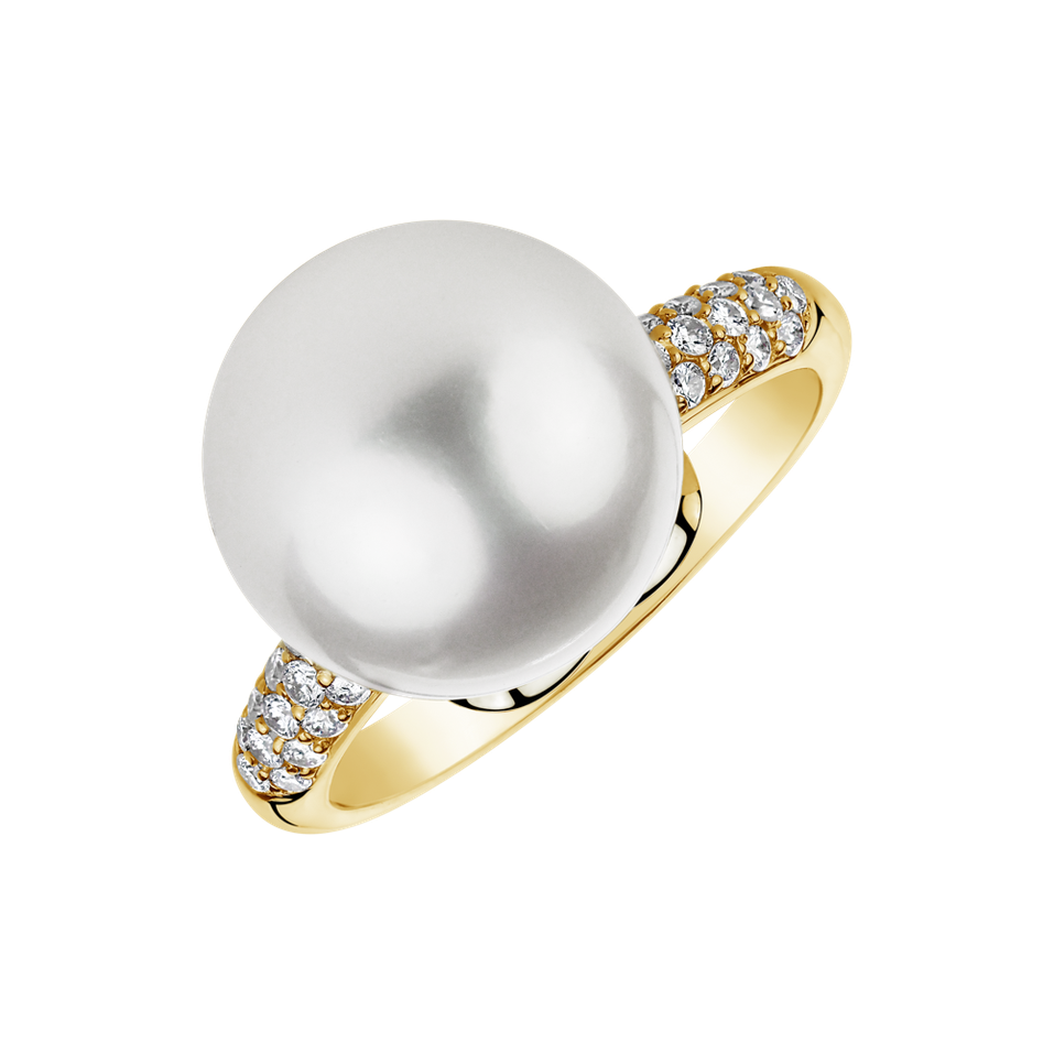 Diamond ring with Pearl Shiny Bubble