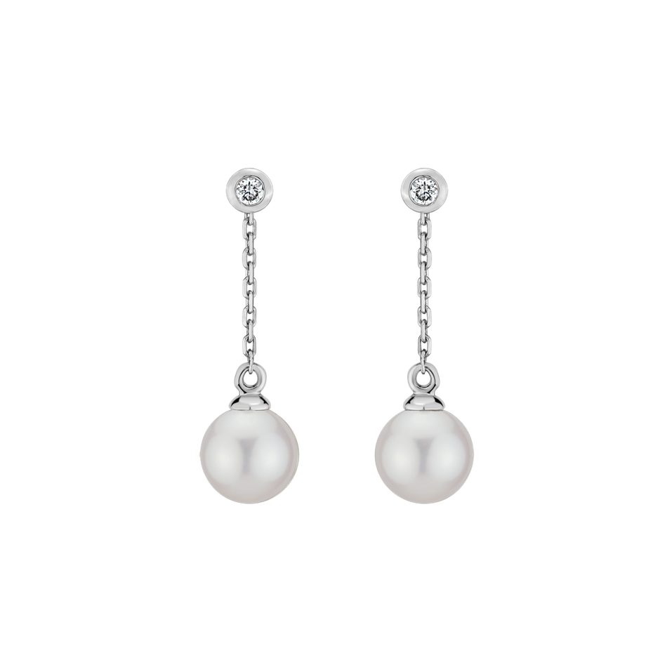 Diamond earrings with Pearl White Lake Soul