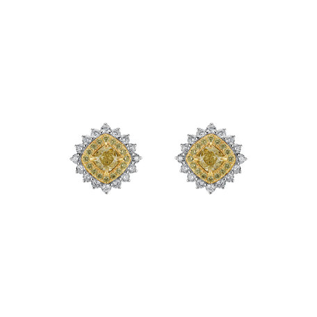 Earrings with yellow and white diamonds Infinite Sunday