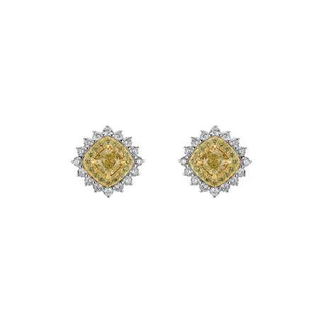 Earrings with yellow and white diamonds Infinite Sunday