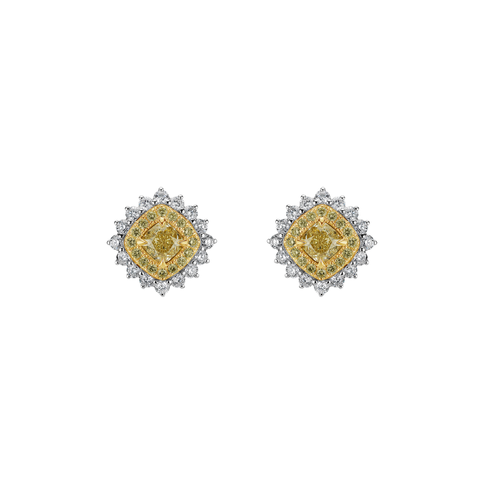 Earrings with yellow and white diamonds Infinite Sunday