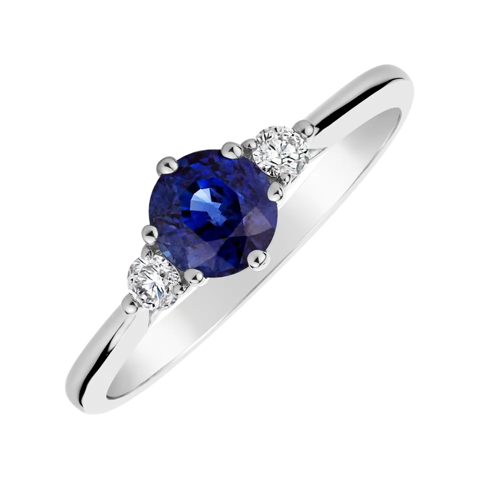 Diamond ring with Sapphire Midnight Serenity