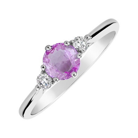 Diamond ring with Sapphire Pink Midnight Serenity