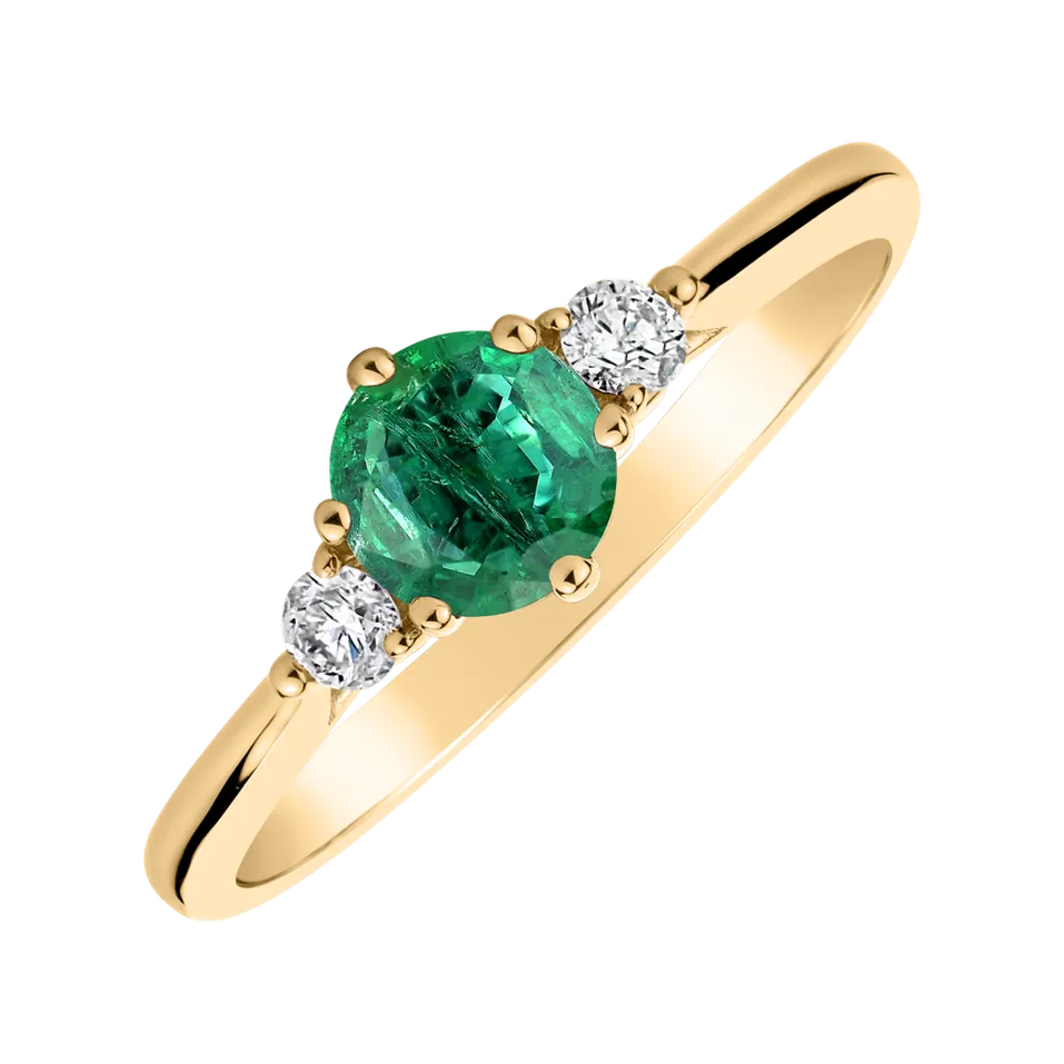 Diamond ring with Emerald Midnight Serenity