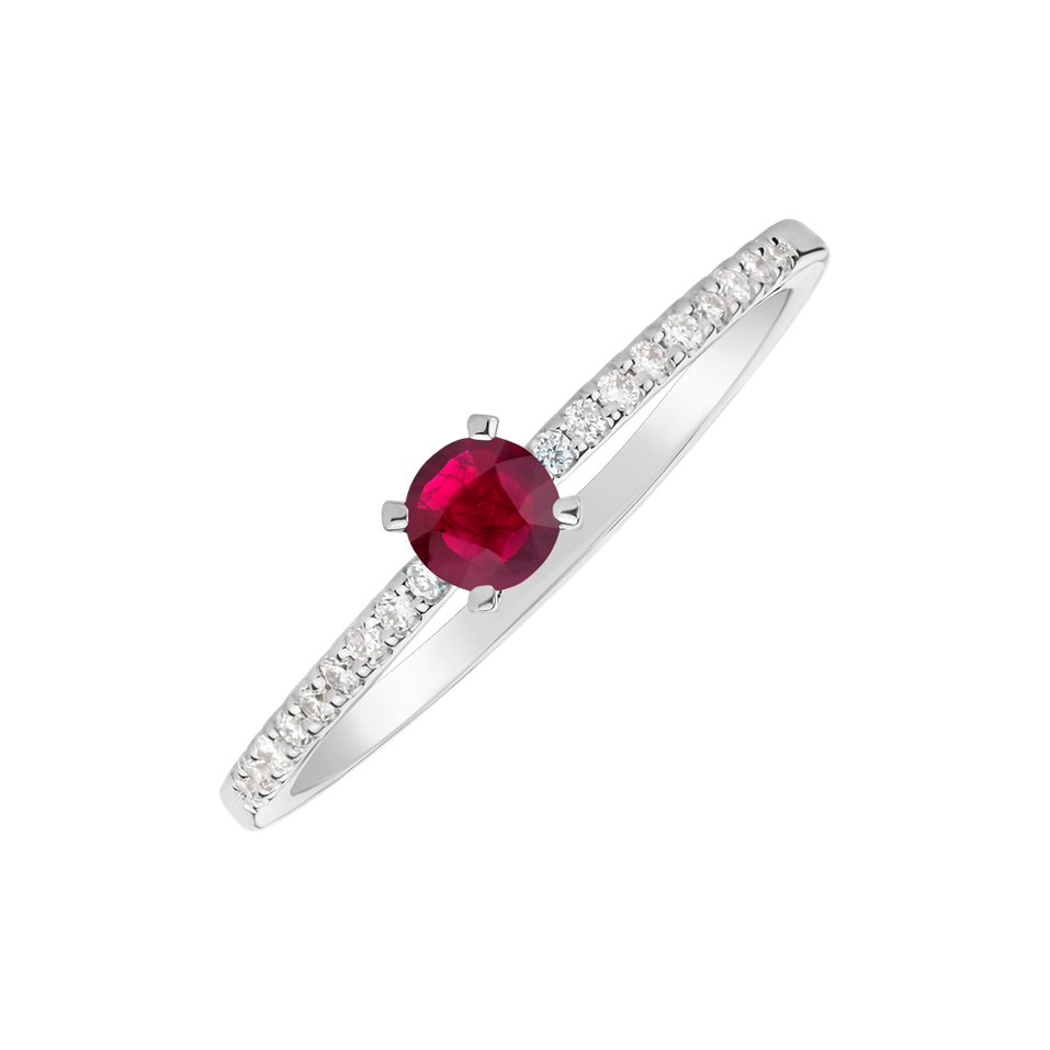 Diamond ring with Ruby Gem Simplicity