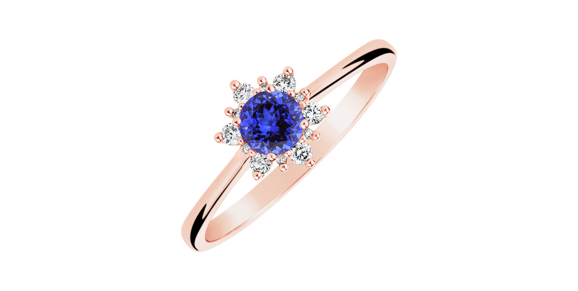 Diamond ring with Tanzanite Glowing Starlet