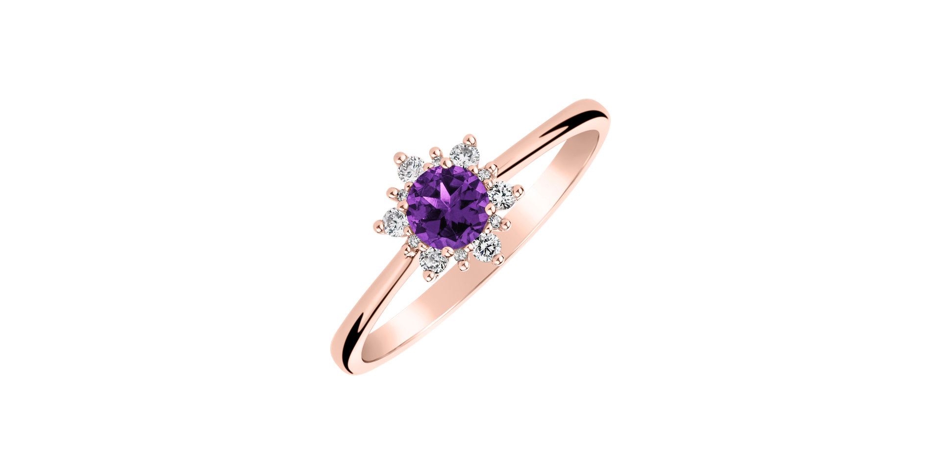 Diamond ring with Amethyst Brazil Glowing Starlet