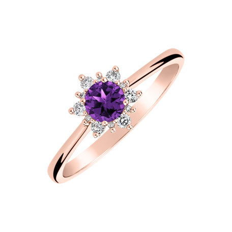 Diamond ring with Amethyst Brazil Glowing Starlet