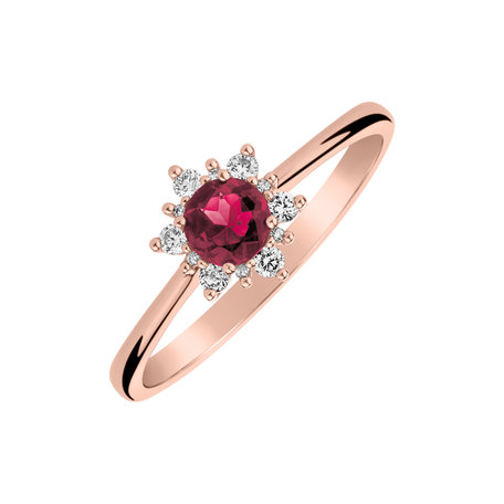 Diamond ring with Rhodolite Glowing Starlet