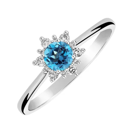 Diamond ring with Topaz Swiss Glowing Starlet