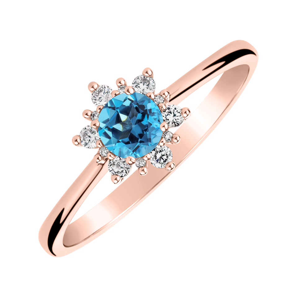 Diamond ring with Topaz Swiss Glowing Starlet