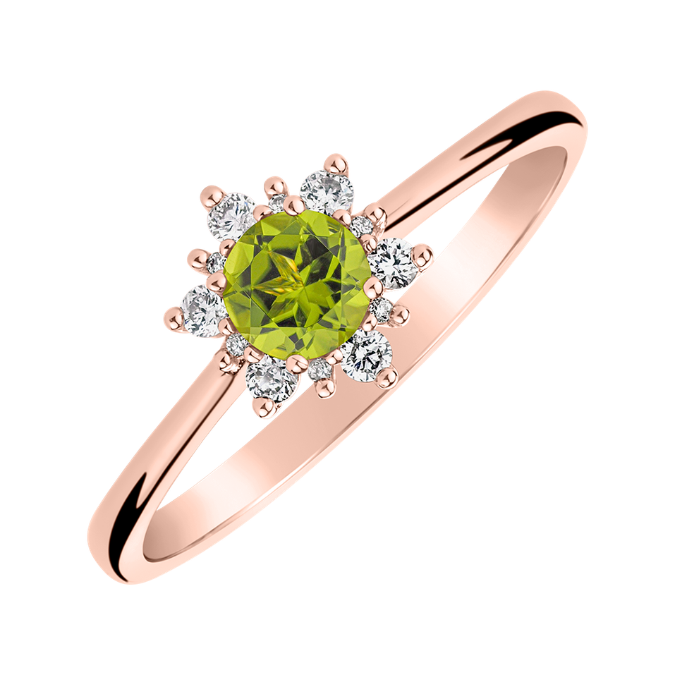 Diamond ring with Peridot Glowing Starlet
