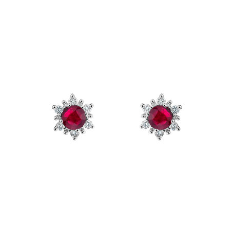 Diamond earrings with Ruby Snow Star