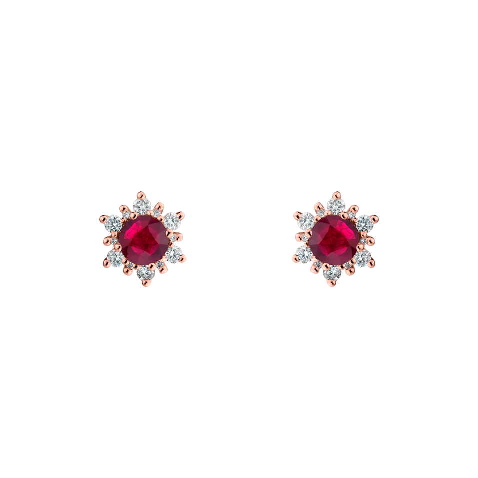 Diamond earrings with Ruby Snow Star