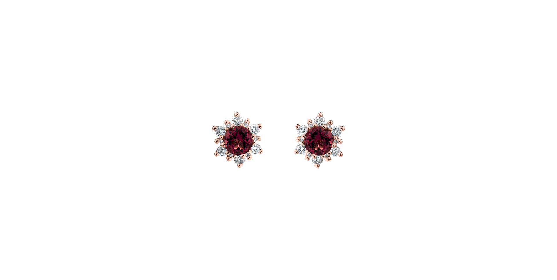 Diamond earrings with Rhodolite Fancy Fairytale