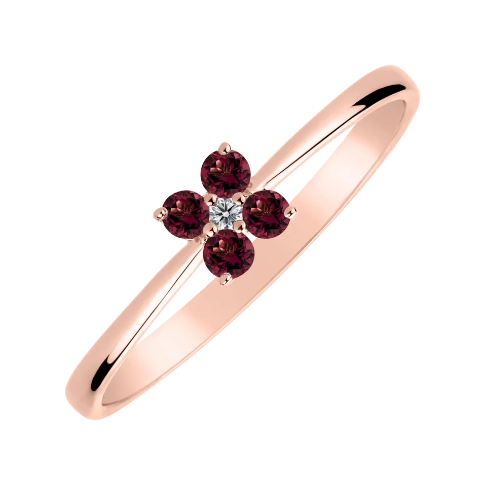 Diamond ring with Rhodolite Divine Bloom