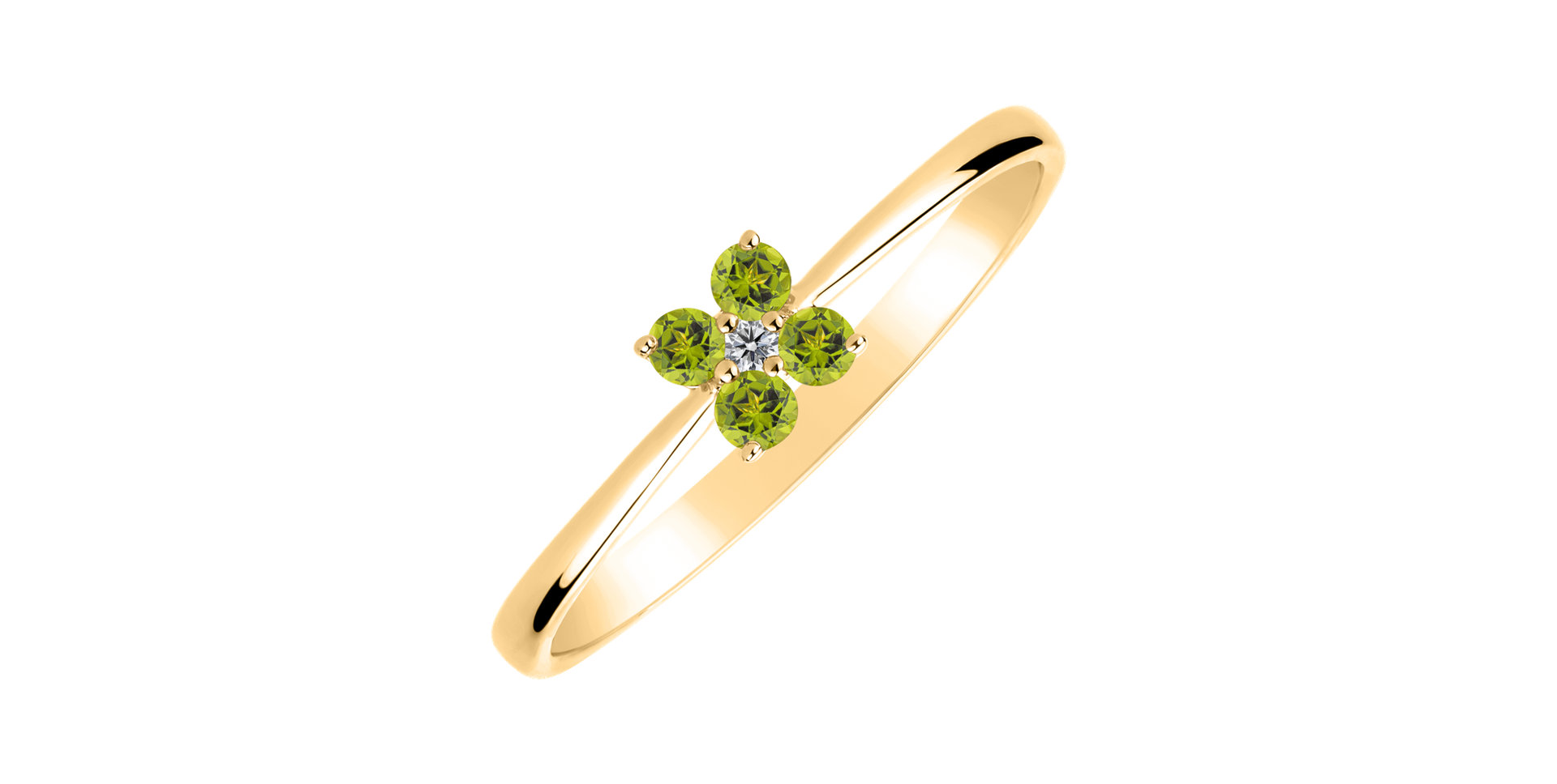 Diamond ring with Peridot Divine Bloom
