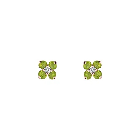 Diamond earrings with Peridot Divine Bloom