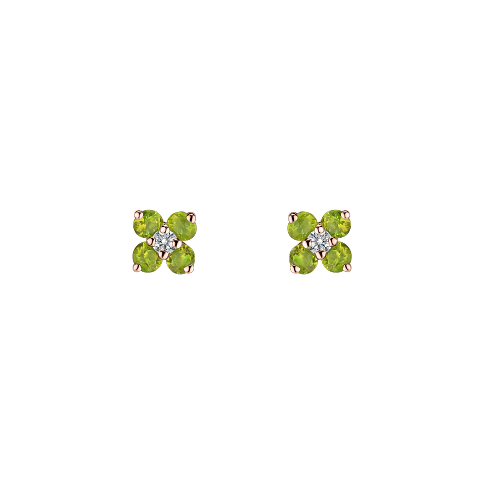 Diamond earrings with Peridot Divine Bloom