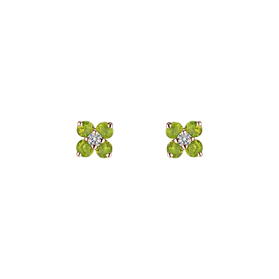 Diamond earrings with Peridot Divine Bloom