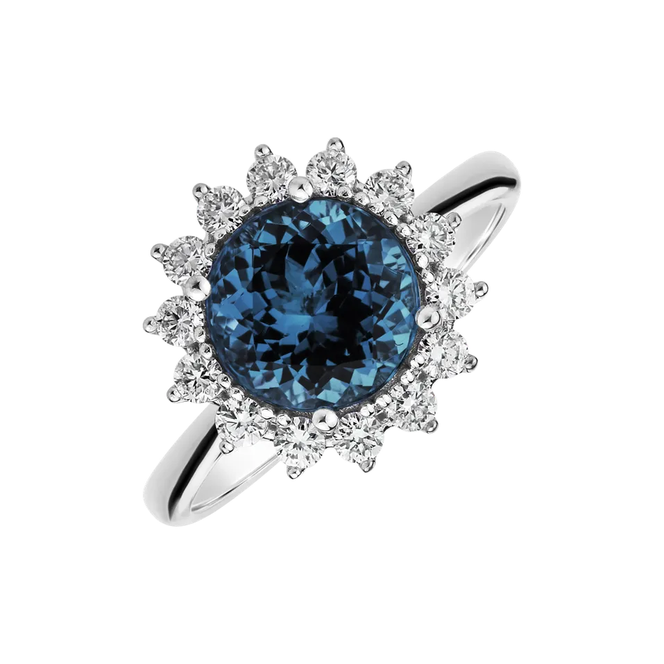 Diamond ring with Topaz London Stellar Sun