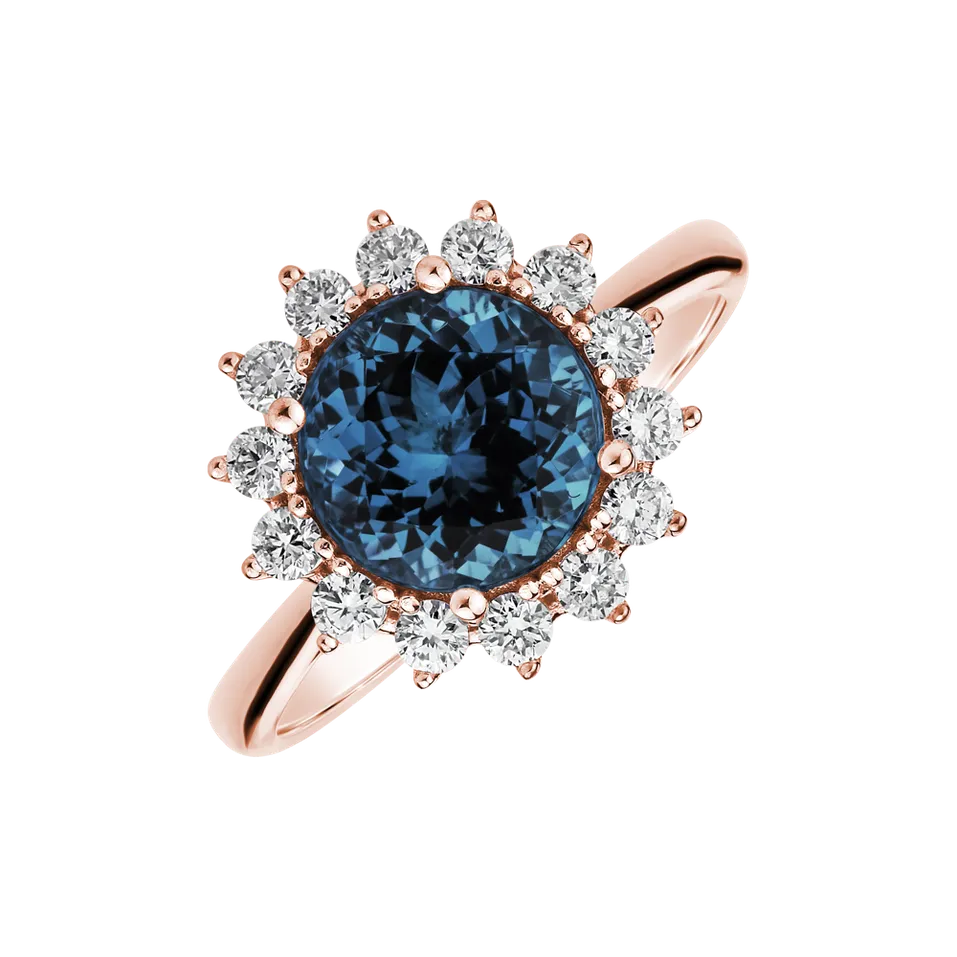 Diamond ring with Topaz London Stellar Sun