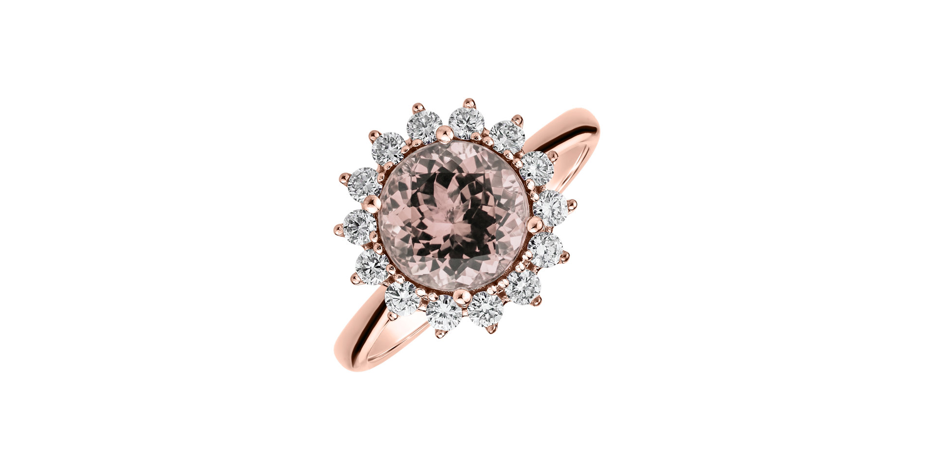 Diamond ring with Morganite Stellar Sun