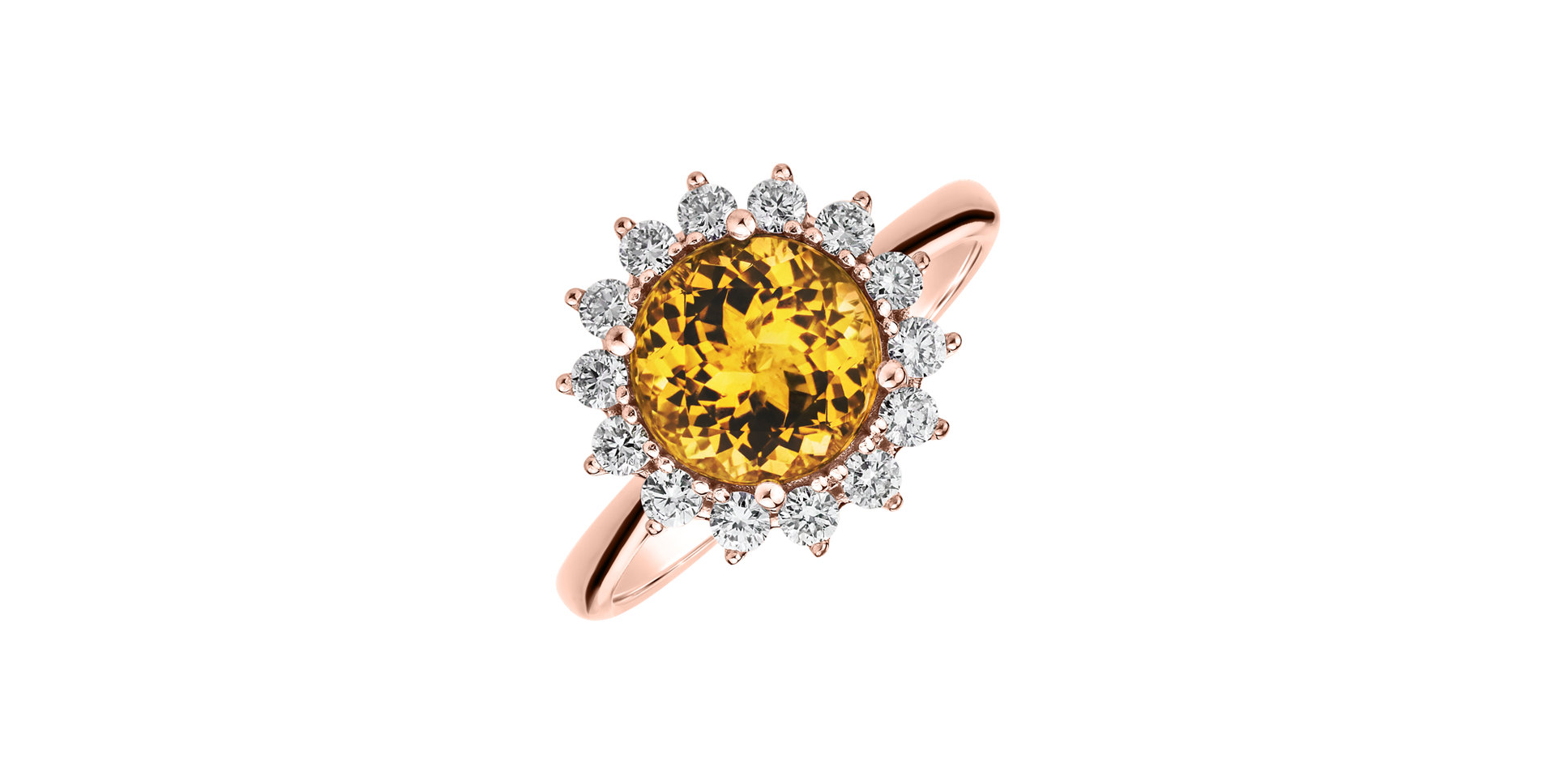 Diamond ring with Citrine Stellar Sun