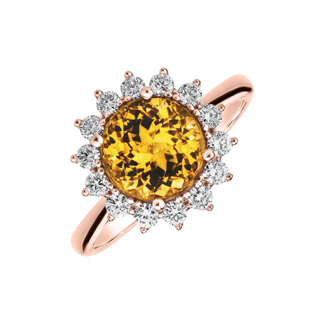 Diamond ring with Citrine Stellar Sun