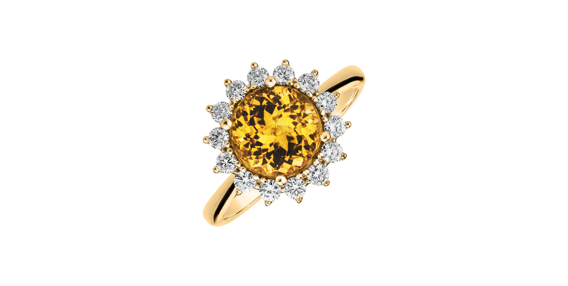 Diamond ring with Citrine Stellar Sun