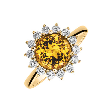 Diamond ring with Citrine Stellar Sun