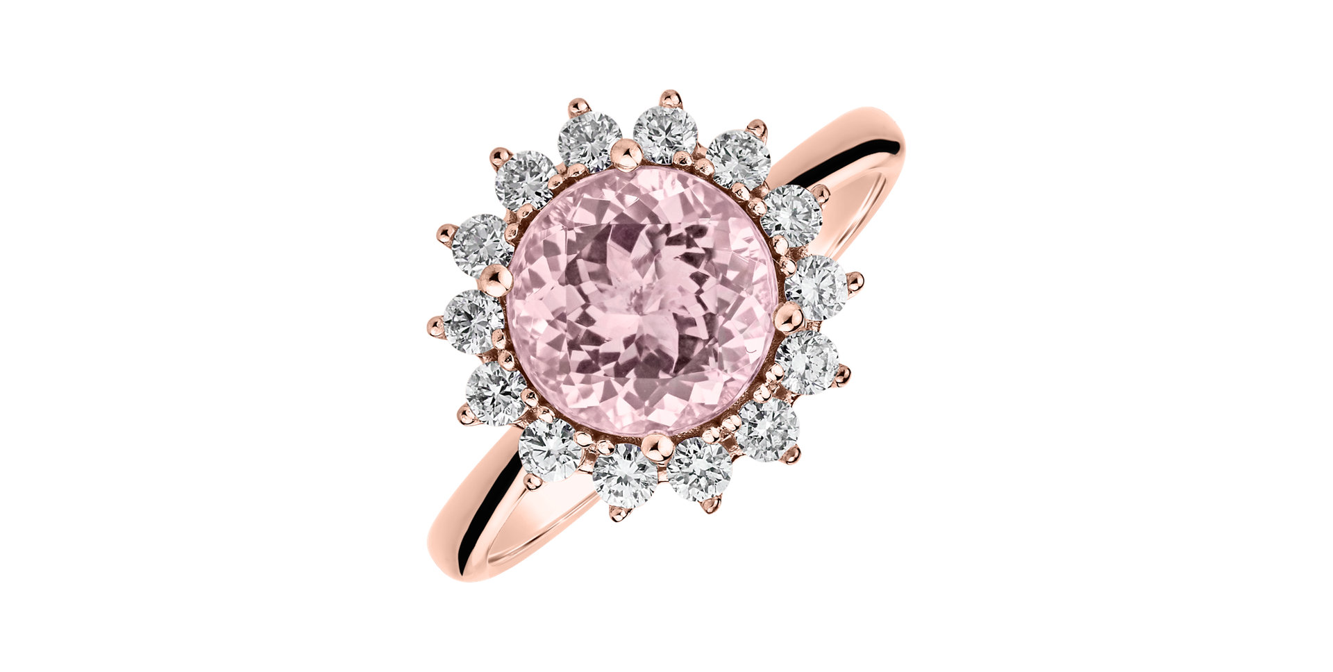 Diamond ring with Rose Quartz Stellar Sun