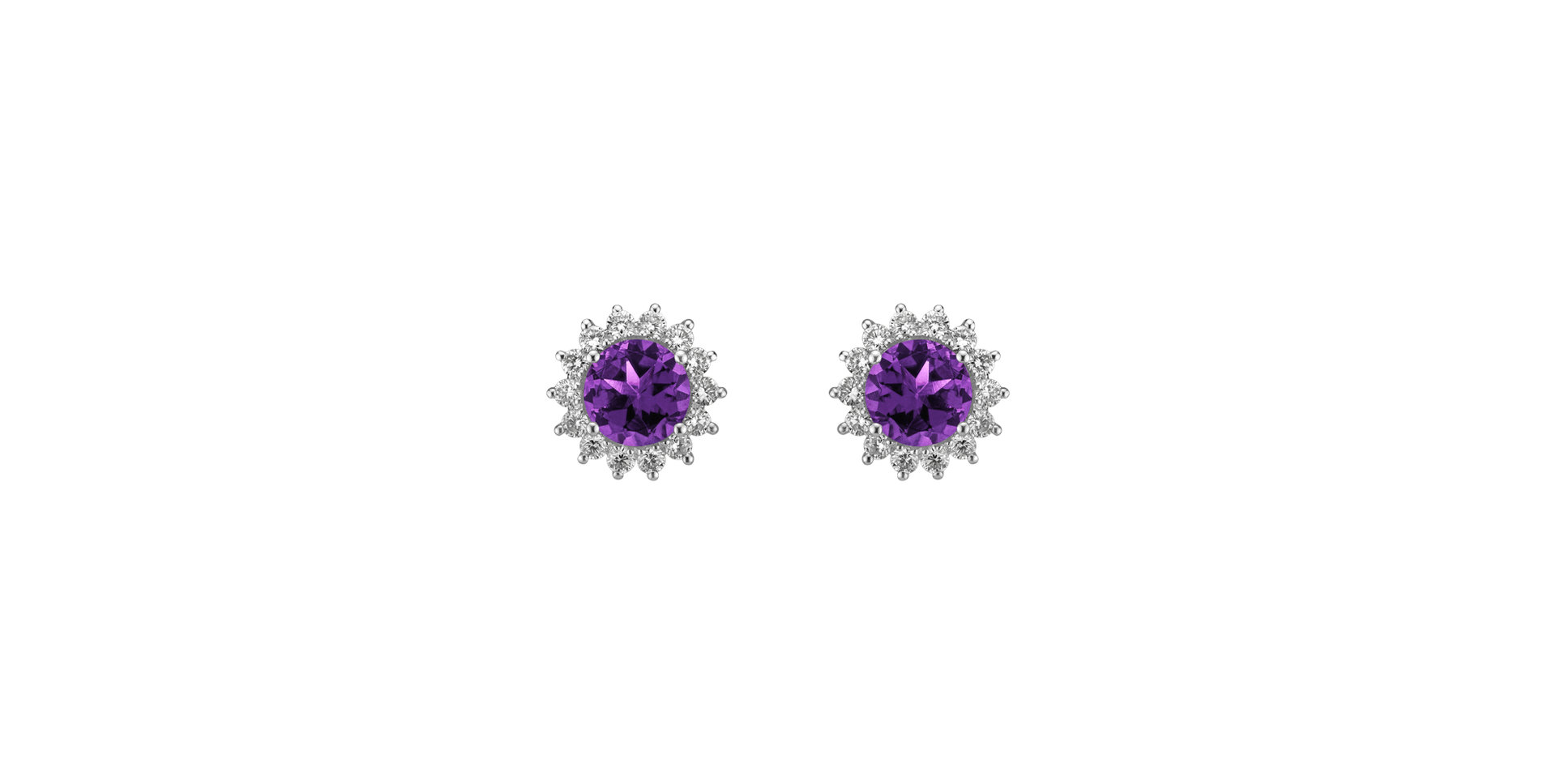 Diamond earrings with Amethyst Brazil Lilac Flower