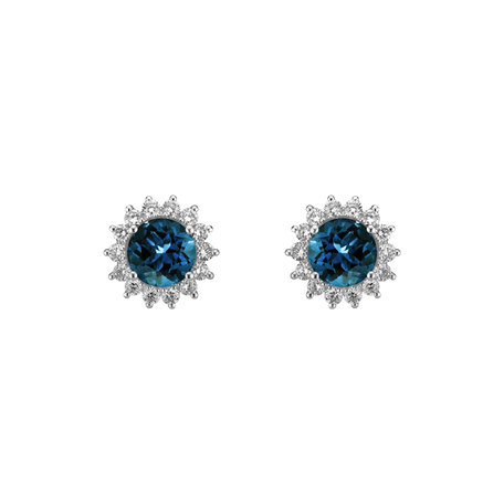 Diamond earrings with Topaz London Lilac Flower