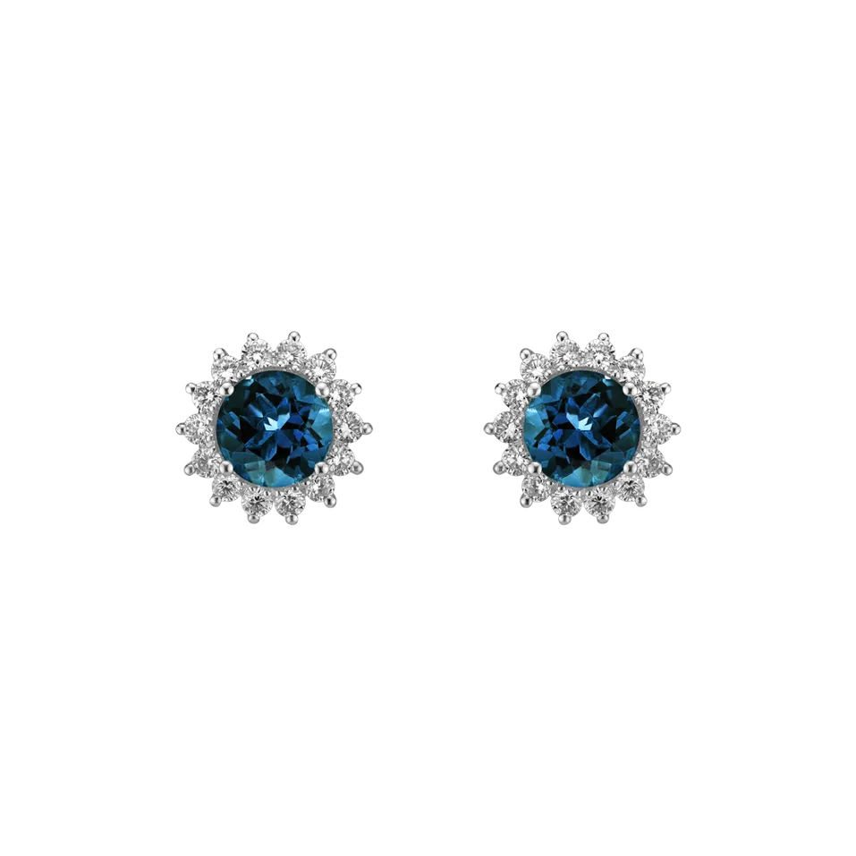 Diamond earrings with Topaz London Lilac Flower