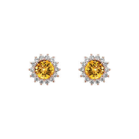 Diamond earrings with Citrine Lilac Flower