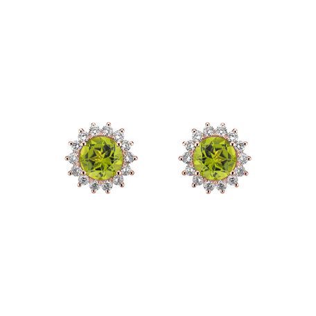 Diamond earrings with Peridot Lilac Flower