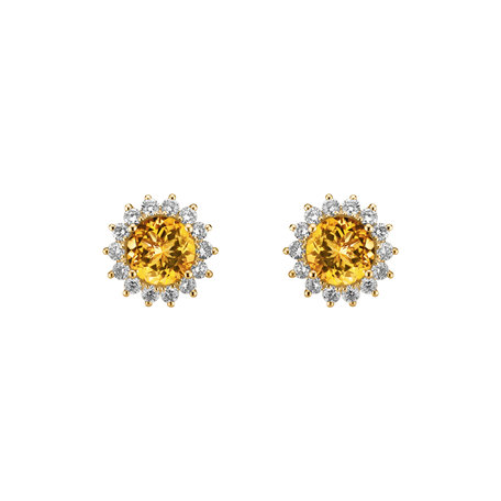 Diamond earrings with Citrine Lilac Flower