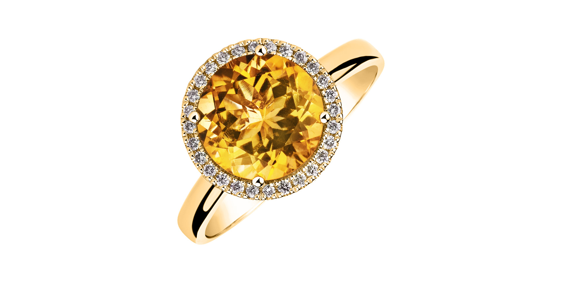 Diamond ring with Citrine Bonbon