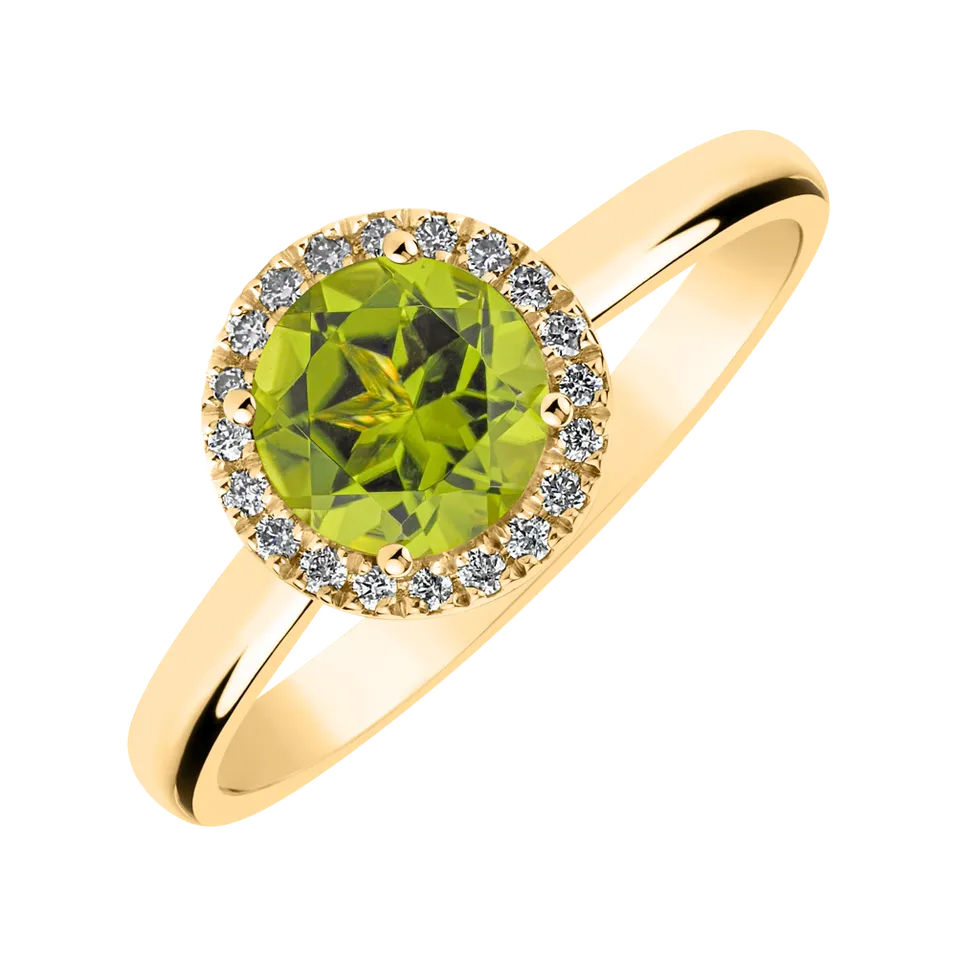 Diamond ring with Peridot Bonbon
