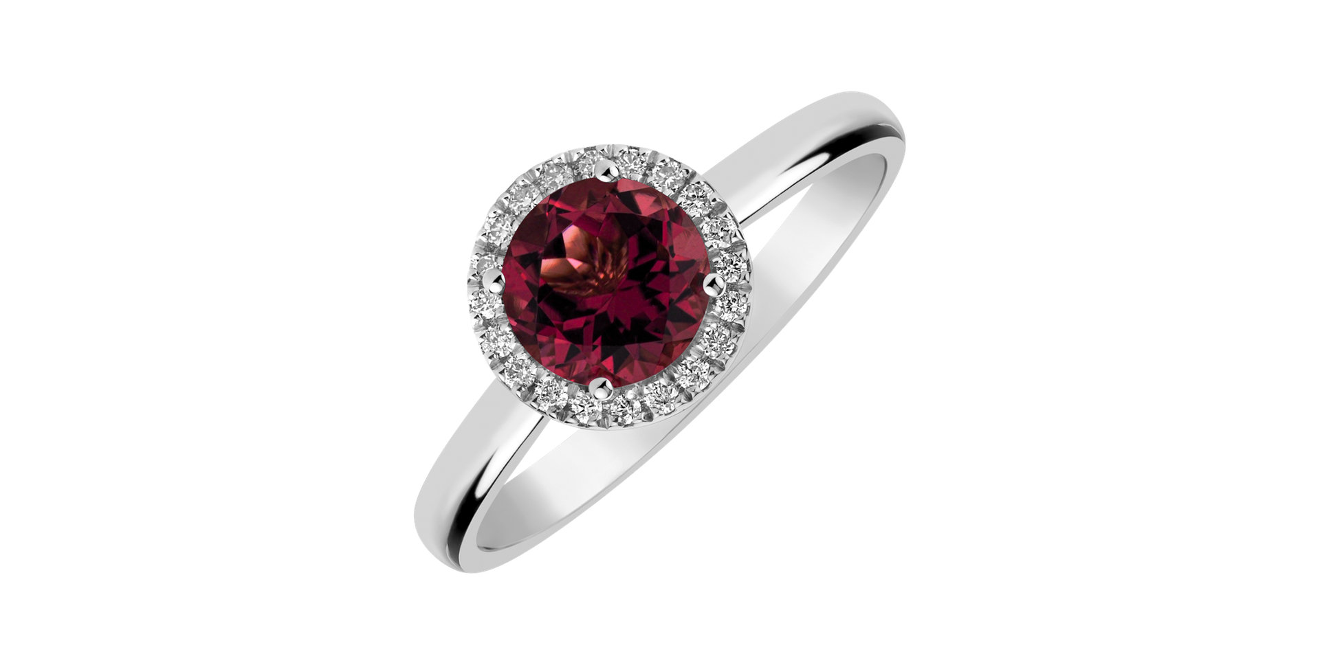 Diamond ring with Rhodolite Bonbon