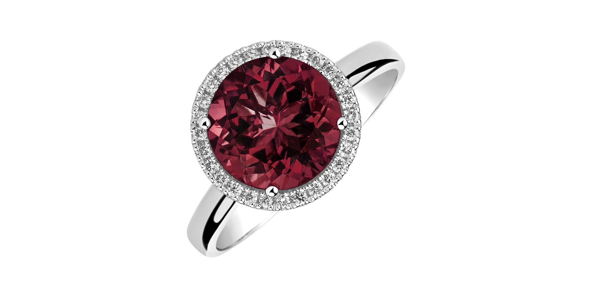 Diamond ring with Rhodolite Bonbon