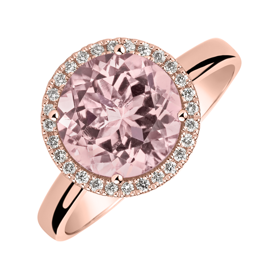 Diamond ring with Rose Quartz Bonbon