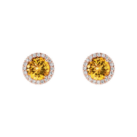 Diamond earrings with Citrine Eternal Sunshine